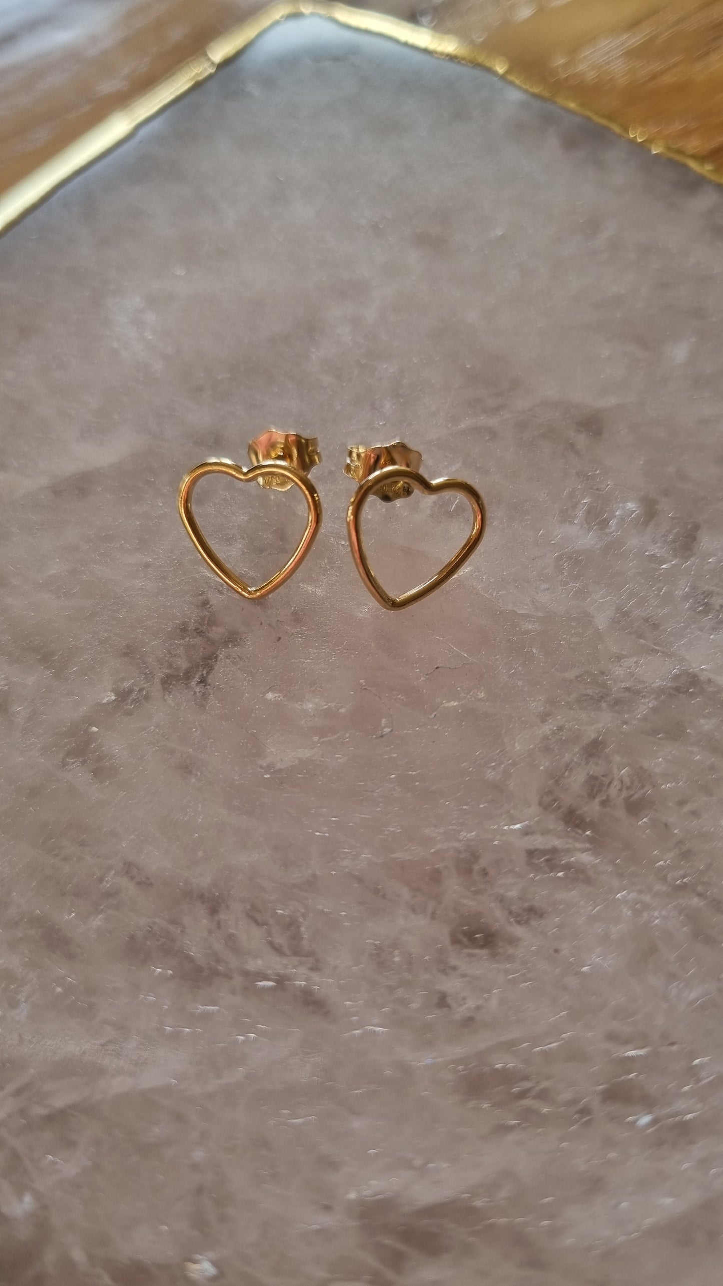 Gold filled, open, love heart earrings