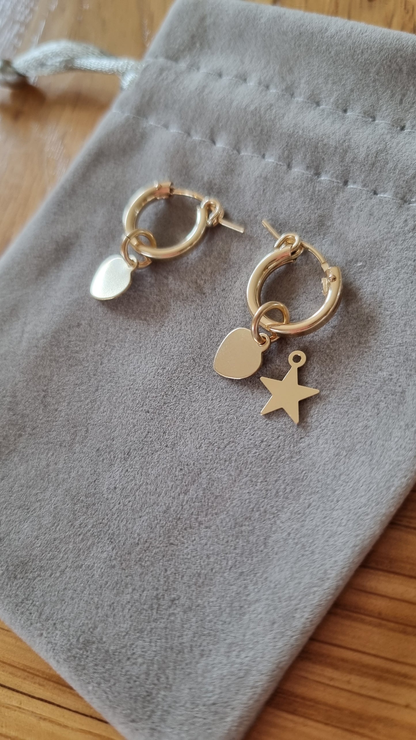 Charm earrings (love heart, star, or moon charm)