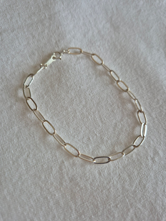 Cable Chain Charm Bracelet (sterling silver)