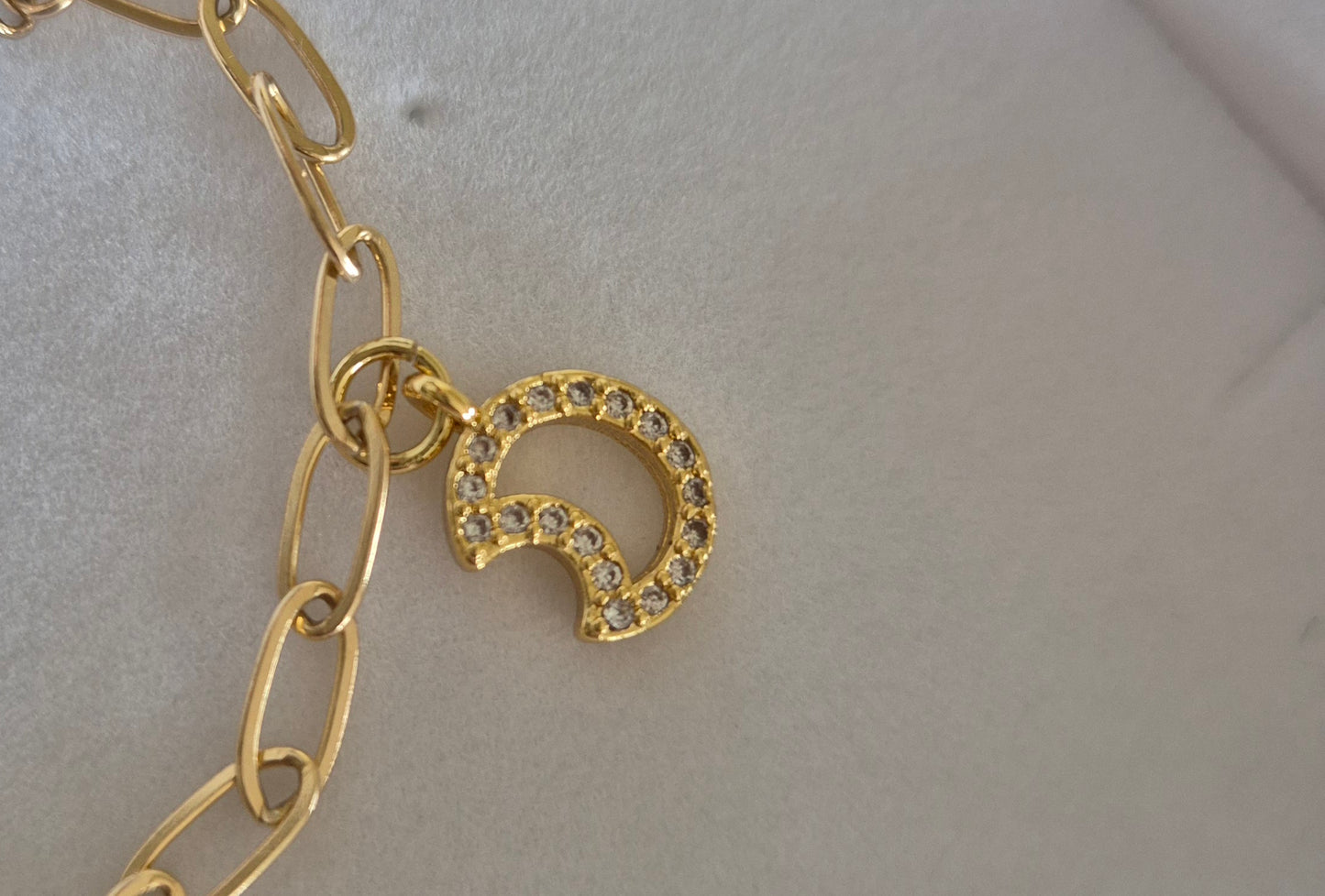 Cable Chain Charm Bracelet (Gold filled)