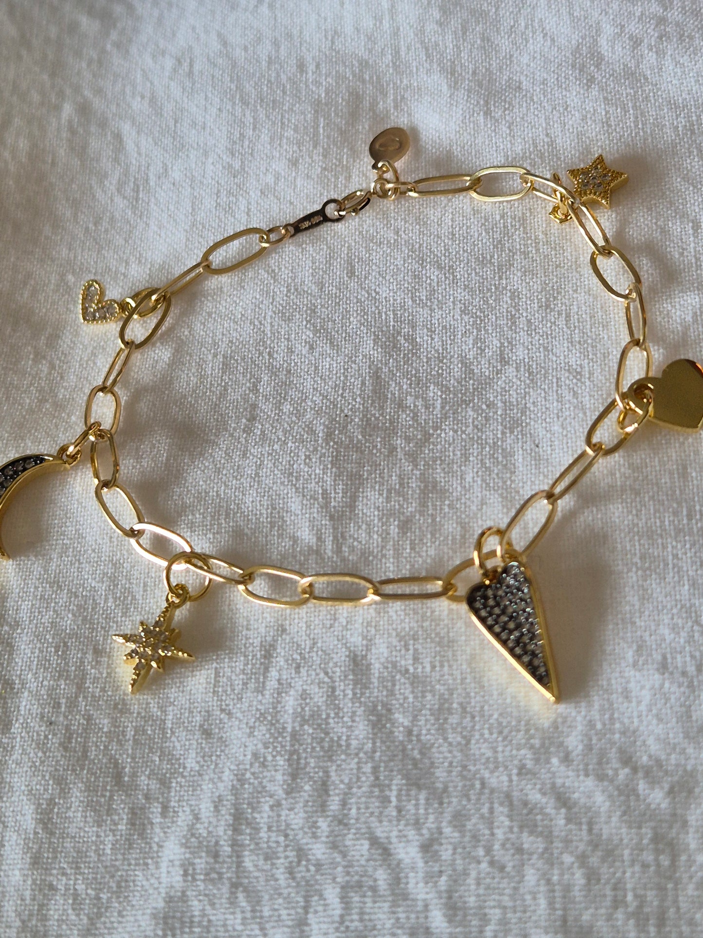 Cable Chain Charm Bracelet (Gold filled)