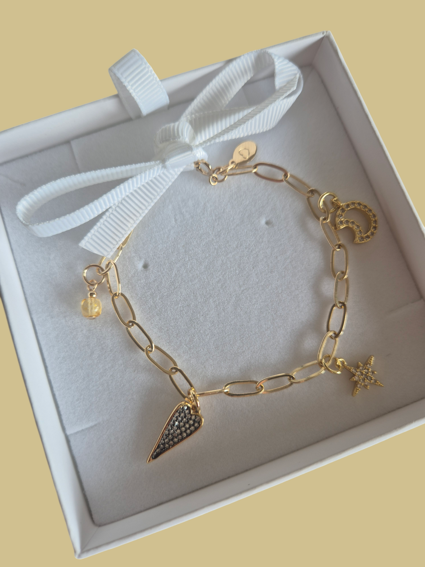 Cable Chain Charm Bracelet (Gold filled)